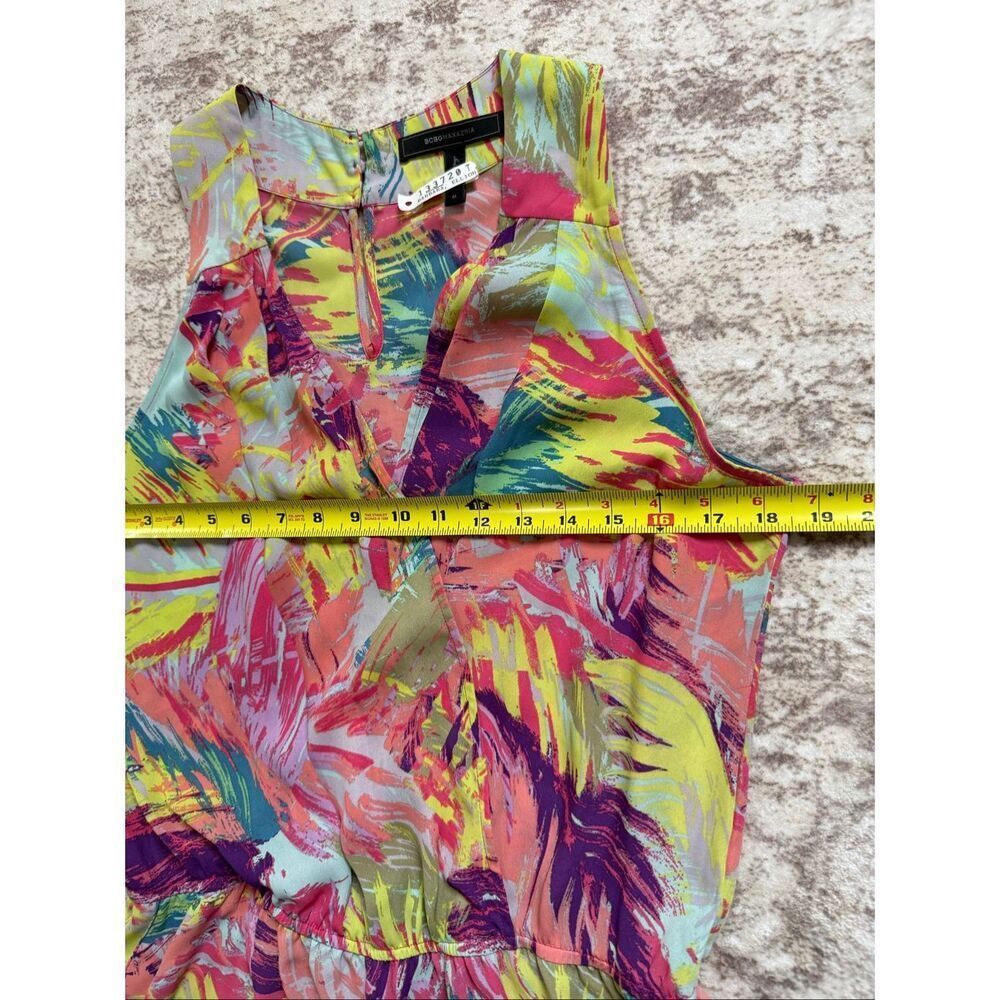 BCBGMaxazria Women's Thalia Printed V-Neck Sleeveless Romper Multicolor Medium - Picture 6 of 11
